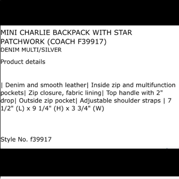 COACH MINI CHARLIE Denim Leather BACKPACK W/ STAR PATCHWORK Rare